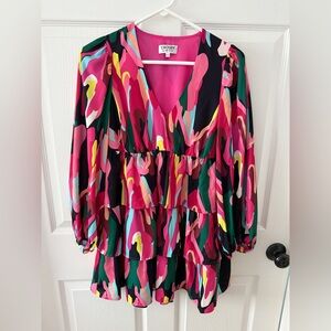 Crosby by Mollie Burch Women's Multicolor Ruffle Dress